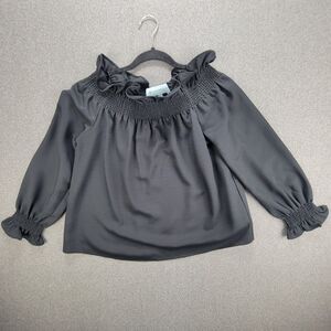 Tuckernuck XS Black Off the Shoulder Marguerite Ruffle Neckline Blouse *READ*